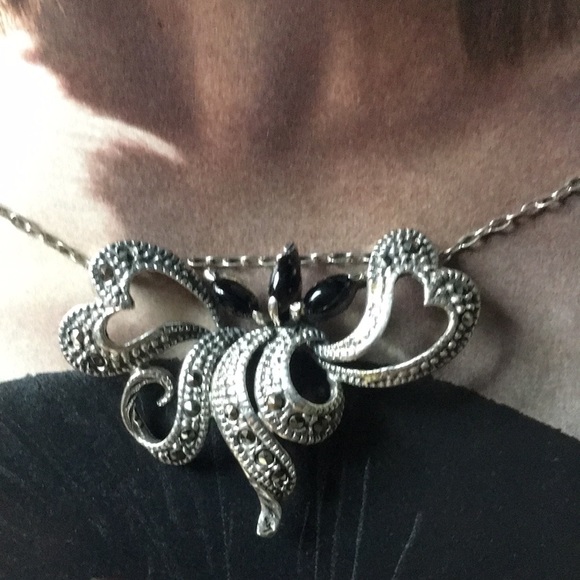 Beautiful vintage sterling silver 925 stones marcosite necklace - Picture 7 of 7